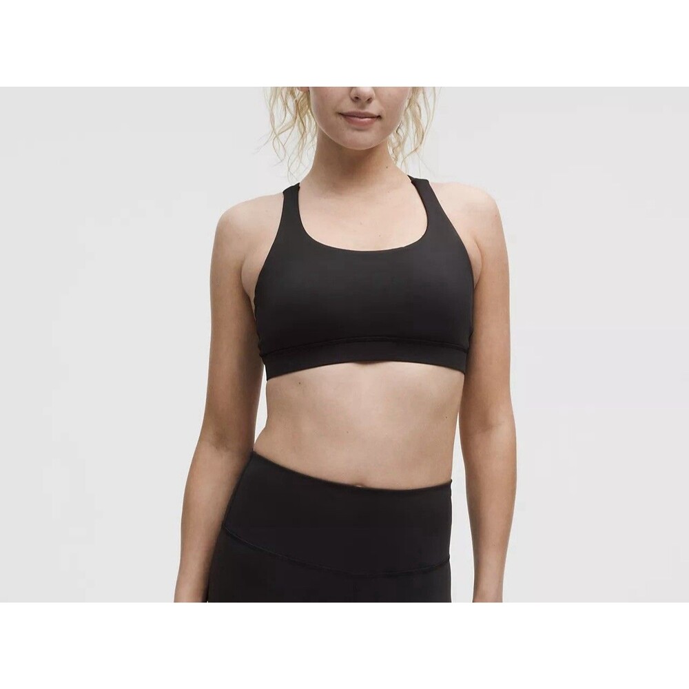 Lululemon Black Energy Medium Support Sports Bra Womens 6